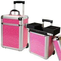 TZ Case AB331T-PA Miniature Professional Rolling Beauty Case Pink Alligator
