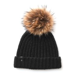 Mackage Black and Brown Fur Trim Hat Womens H&M Black Faux Fur Trim Quilted Lined Winter Hat Ear  main image 3