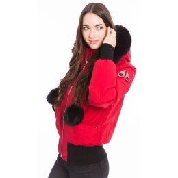 Moose Knuckles Debbie Bomber Jacket - Women's-Dark Red — Womens