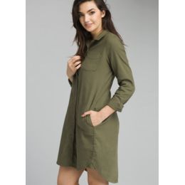prAna Yarrow Dress - Women's, Cargo Green, Small,  Womens Clothing Size:  Small, Bra Size: Small, Apparel Fit: Relaxed, Age Group: Adults, Gender:  Female  W33180506-CAGR-S
