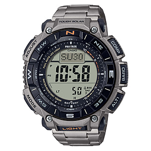 Casio Outdoor Casio Pro Trek Solar Watch Triple Sensor Watching Featuring  an Altimeter, Barometer, Digital Compass, Thermometer and 100M WR Titanium 
