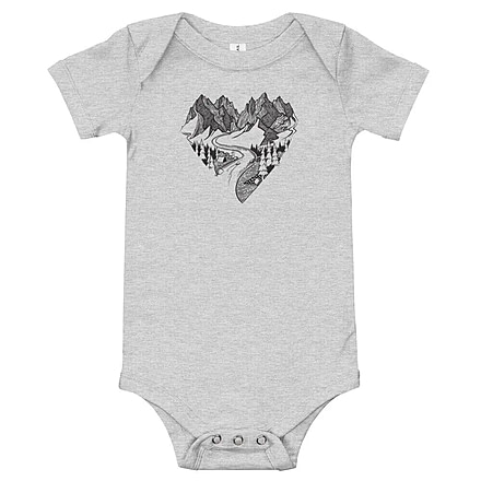 Milk X Whiskey Mountain Heart - Onesie CBD5CEC4, Dark Grey Heather, 3-6m, 91590609450