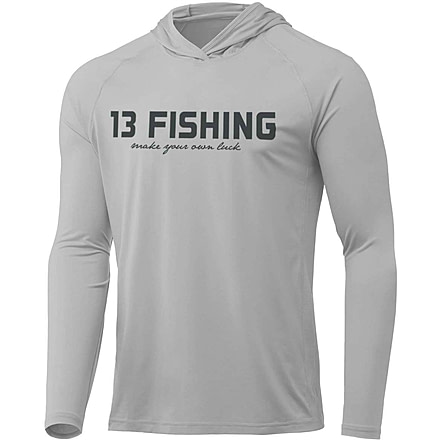 Rapala James Pond Long Sleeve Logo Performance Hooded Shirts - Men's, Gray/Black, Large, PSLS4-L