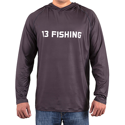 Rapala SUS Performance Long Sleeve Logo Hooded Shirts - Men's, Gray/White, Large, PSLS2-L