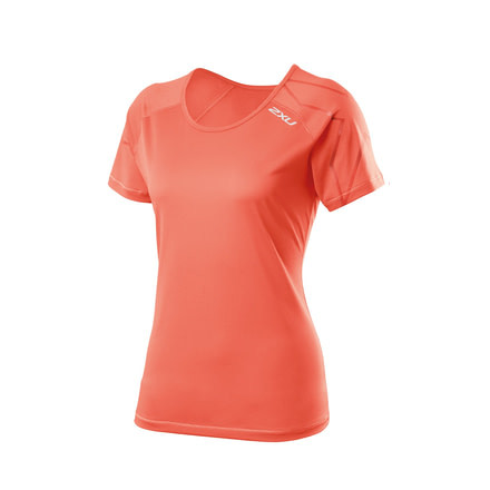 2XU Ghst Short Sleeve Top - Womens-Sunset Orange-Large