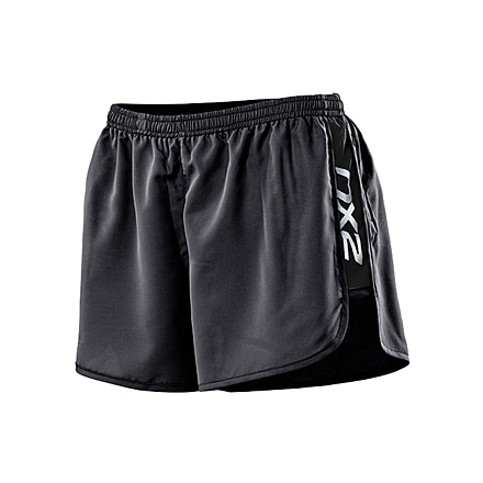2XU Run Short - Women's-Charcoal/Neon Lime-Large