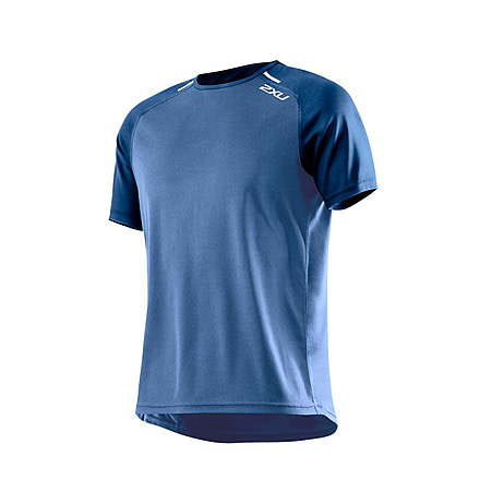 2XU Tech Short Sleeve Top - Mens-Pacific Blue/Costal Blue-Large