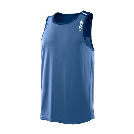 2XU Tech Singlet - Mens-Pacific Blue/Costal Blue-Large