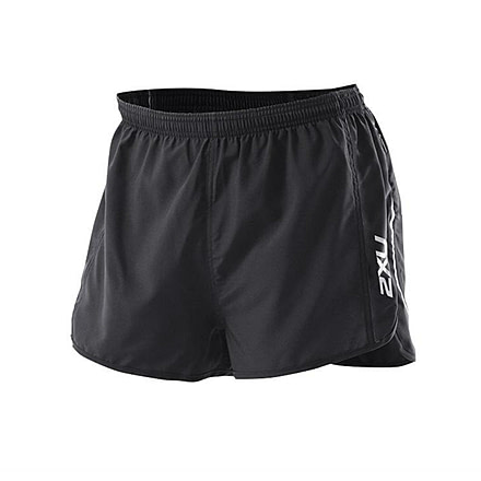 2XU Training Run Short Leg Shorts - Men's-Black/Neon Red-3 in-Medium