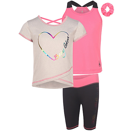 Body Glove Girls Three-Piece Foil Heart Logo Set 7-12 - Pink &amp; Black ECACB07D, 12, Pink &amp; Black, 8357BGS31-A-12