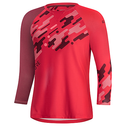 GOREWEAR C5 Womens Trail 3/4 Cycling Jersey in Hibiscus Pink/Chestnut Red Small 4-6 Regular fit Moisture Wicking 88497D9B, 100607-AKAJ-38
