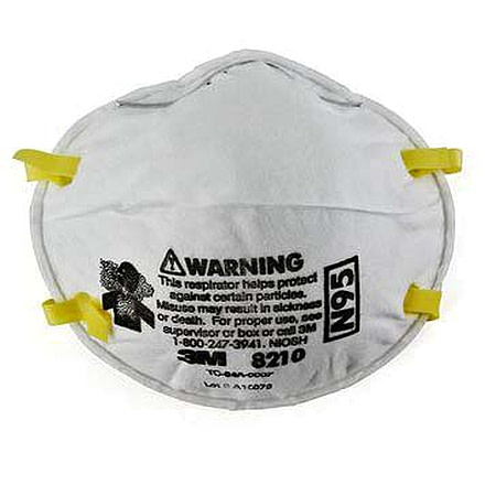 3M Particulate Respiratory Mask, Cup Style, White, Standard Size, Case of 20, N95 3M-8210