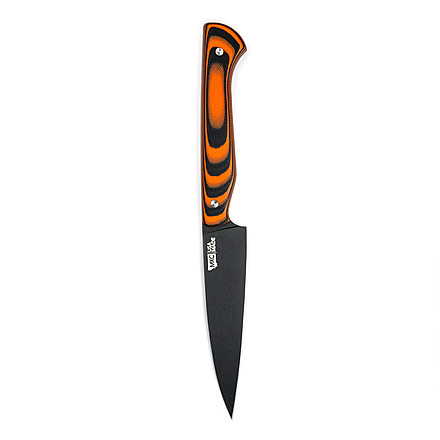 Montana Knife Company Cutbank Paring Knife Fixed Blade Knives, 4.125 inch, Magnacut Stainless Steel, Fixed Blade, G10 Handle, Orange/Black, 8.5 inch, MKC-000835