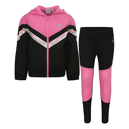 Body Glove Girls Two-Piece Track Suit - Pink / Black 595B3F1C, 12, Pink/Black, 8397BGF31-B-Pink-Black-12
