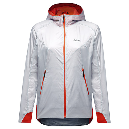 GOREWEAR R5 Womens GORE-TEX INFINIUMTM Insulated Running Jacket in White/Fireball 2XS Slim fit Windproof BBB52DD1, 100666-01AY-34