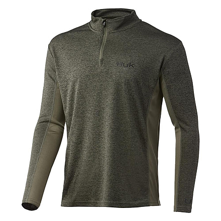 HUK Performance Fishing Huk Coldfront 1/4 Zip Long Sleeve Shirt Heather Moss 2XL 2810DED8, ATH1200529318S