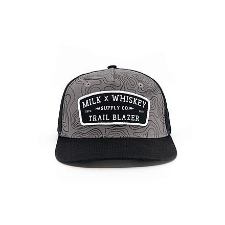 Milk X Whiskey Trailblazer Topo Flat Brim Hat 507BC495, Black/Grey, mxwhmttbg