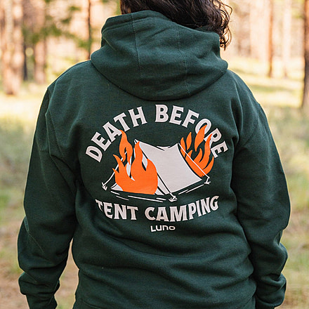 Luno Death Before Tent Camping Hoodie, Small, LAP-005-R1-S
