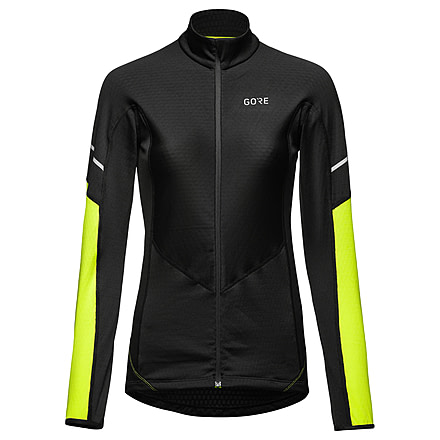 GOREWEAR Womens M Thermo Long Sleeve Zip Running Shirt in Black/Neon Yellow Medium 8-10 Slim fit 7E480A8A, 100533-9908-40