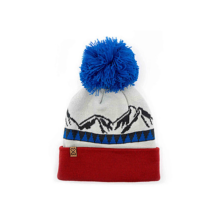 Milk X Whiskey Youth Round Top Peaks Beanie AEE78655, Red, Blue, White, mxwhmrtpbrbw