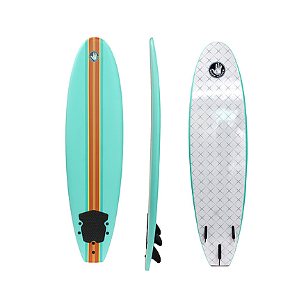 Aquapac Daily 76 Soft-Top Surfboard with Removable Fins C7E28592, 7 ft 6 in, Mint/White, STSURFDAILY20U-343-7/FT/6/IN