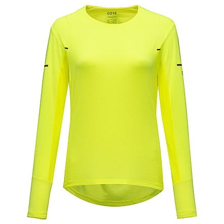 GOREWEAR Vivid Long Sleeve Running Shirt Womens in Neon Yellow Large 12-14 Slim fit 5225DD93, 100756-0800-42