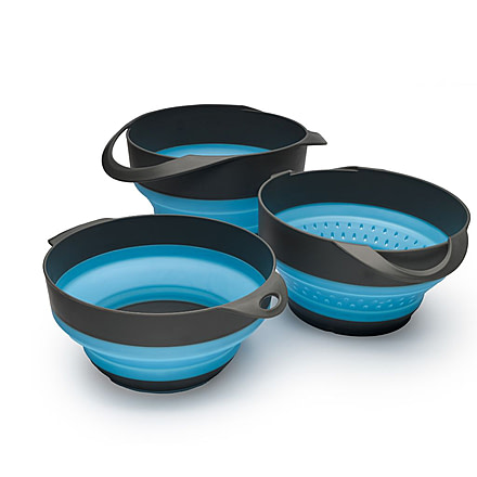 Adventure Medical Kits 3-Piece Flat Pack Bowls &amp; Strainer Set 2A0F09BA, 0140-1006