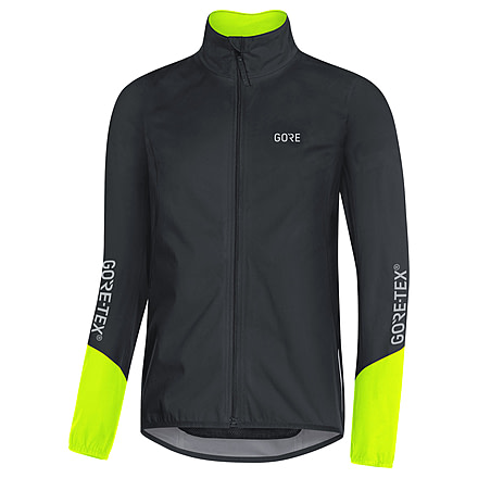 GOREWEAR Mens C5 GORE-TEX Active Cycling Jacket in Black/Neon Yellow Small Slim fit Waterproof 617F0643, 100193-9908-M