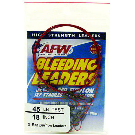 AFW Bleeding Leaders Nylon Coated 1x7 Stainless DuoLockSnap, 20lb 9kg test, .024in 0.61mm dia, Red, 12in 3 pc, E020REDL12/3