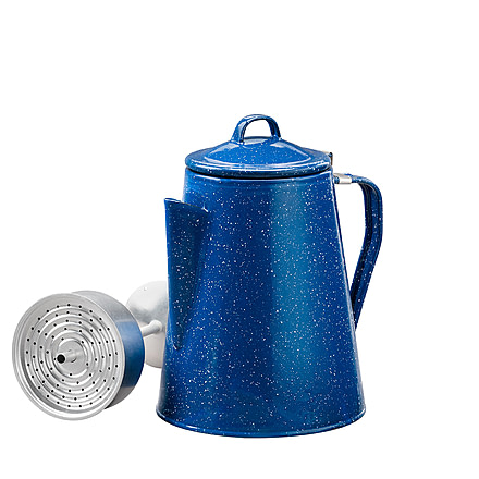 Alpine Mountain Gear 8 Cup Enamel Coffee Percolator, Blue, AMG8ENMPRC