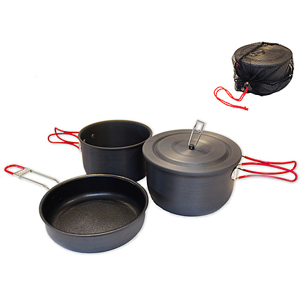 Alpine Mountain Gear Hard-Anodized Camping Cook Set, 5 pcs, Black, AMGCKSET/M