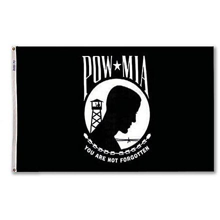 Annin Flags POW/MIA Nylon Flag, Black/White, 3ft x 5ft, 377991R