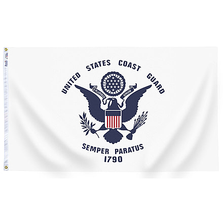 Annin Flags US Coast Guard Nylon Flag, White/Navy Blue/Red, 3ft x 5ft, 439040R