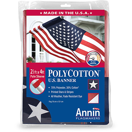 Annin Flags US Polycotton Banner, Red/White/Blue, 2.5ft x 4ft, 021880R