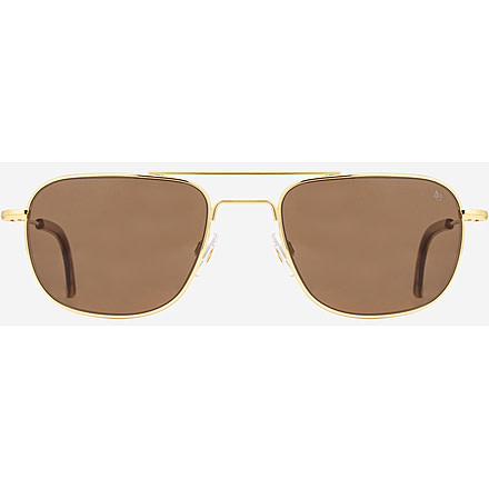 AO Checkmate Sunglasses - Mens, Gold Frame, Cosmetan Brown AOLite Nylon Lenses, 56-21-145, CHE156STHABNN