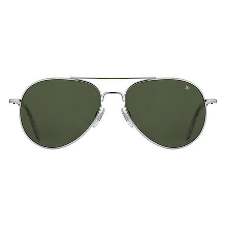 USED AO General Sunglasses, Silver, Calobar Green AOLite Nylon Lenses, Polarized, 55-14-140 B47, GEN255STSMGNN-P, EDEMO1, Used, Condition Like New, Inspect and Rebox