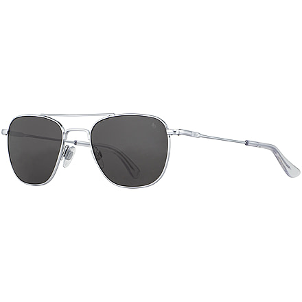 AO Original Pilot 2 Sunglasses, Silver Frame, Gray Nylon Lens, Standard Temple, 55-20-145, OP-255STCLGYN