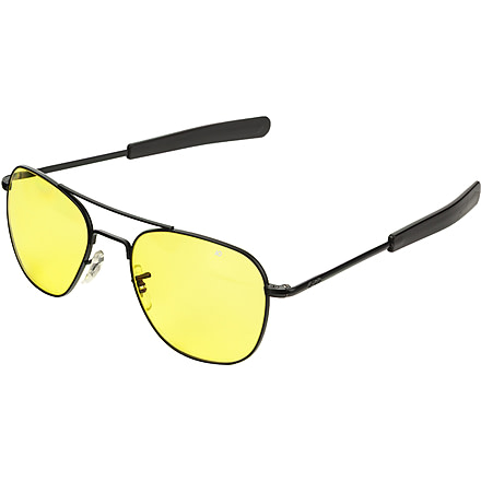 AO Original Pilot Sunglasses, Bayonet, Black Frame, Yellow Lens, 52mm, 30238