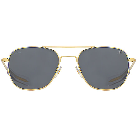 AO Original Pilot Sunglasses, Gold Frame, 52 mm True Color Gray AOLite Nylon Lenses, Bayonet Temple, Polarized, OP-152BTCLGYN-P