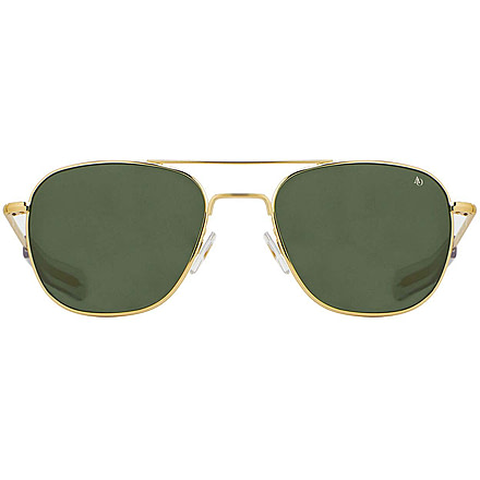 AO Original Pilot Sunglasses, Gold Frame, 52 mm Calobar Green SkyMaster Glass Lenses, Bayonet Temple,738921549260