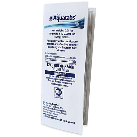 Aquatabs 8.5mg Water Purification Tablets, 50, TAB50