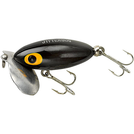 Arbogast Jitterbug Clicker Topwater Lure, 2in, 1/4 oz, Black, G635-02