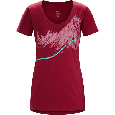 Arc'teryx Afterglo Short Sleeve V-Neck - Women's-Scarlet-Small