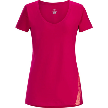 Arc'teryx Regenerate Short Sleeve Women's V-Neck, Ixora, Extra Small, 330186
