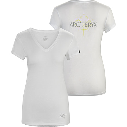 Maple Short Sleeve V-Neck - Womens -White-Small