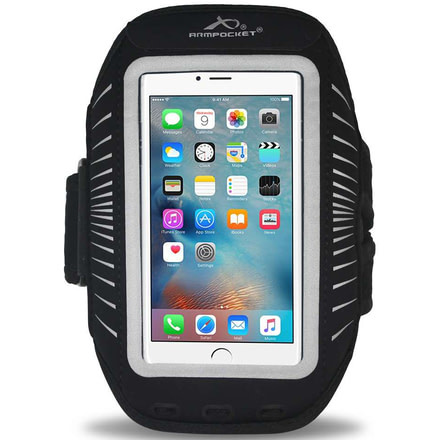 Armpocket Racer Plus Armband Case-Black/Silver-Medium