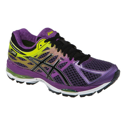 Asics Gel-Cumulus 17 GTX Road Running Shoe - Womens-Plum/Onyx/Yellow-Medium-7 US