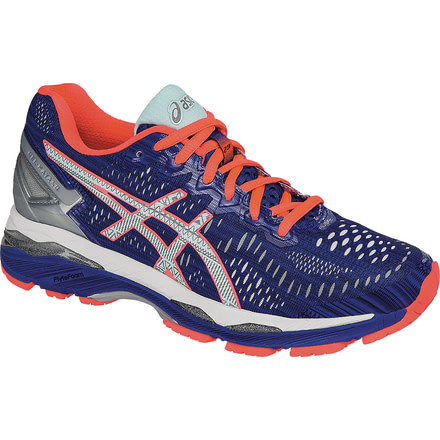 Asics Gel-Kayano 23 Lite-Show Road Running Shoe - Women's-Blue/Silver/Coral-Medium-7