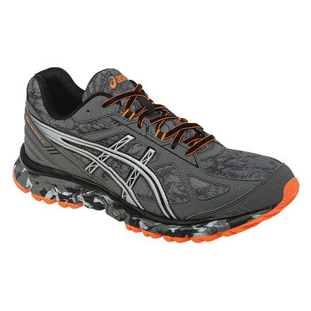Asics Gel-Scram 2 Trail Running Shoe - Mens-Gunmetal/Silver/Orange-Medium-10 US