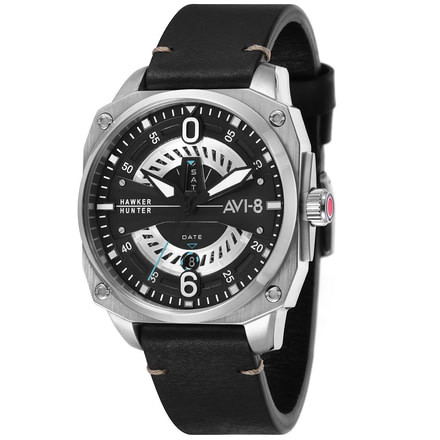 AVI-8 Hawker Hunter Watch Japan Quartz 3 Hands with Date and Day, Black/Black AV-4057-01